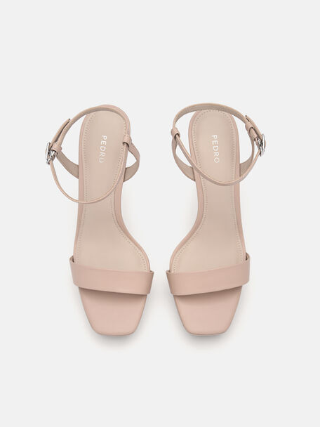 PEDRO Icon Leather Heel Sandals, Black