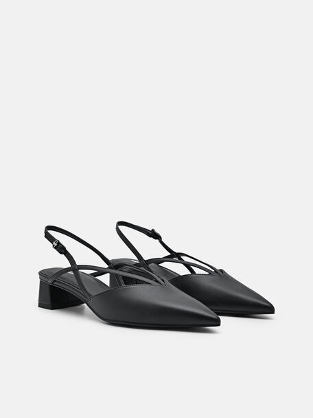 PEDRO Icon Leather Heel Sandals, Black