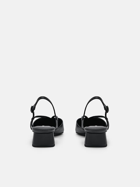 PEDRO Icon Leather Heel Sandals, Black