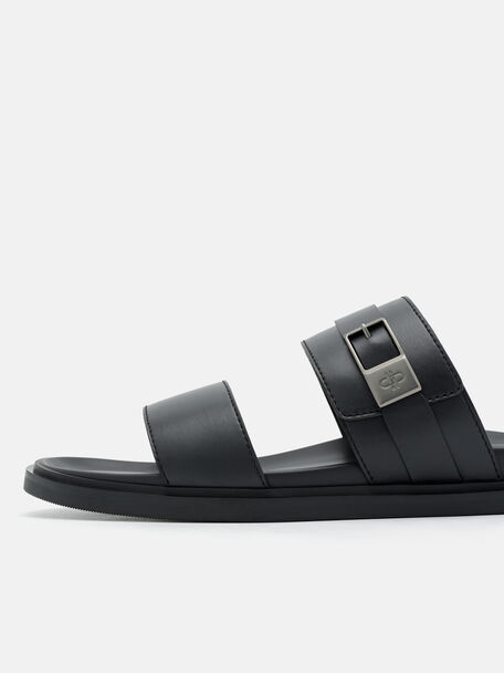 PEDRO Icon Leather Heel Sandals, Black