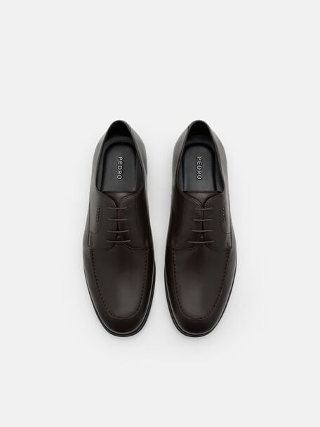 Sepatu Derby Kulit dengan Efek Burnish, , hi-res