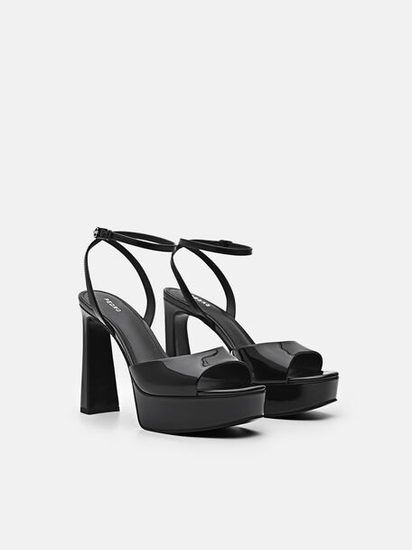 PEDRO Icon Leather Heel Sandals, Black