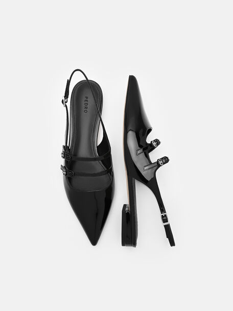 PEDRO Icon Leather Heel Sandals, Black