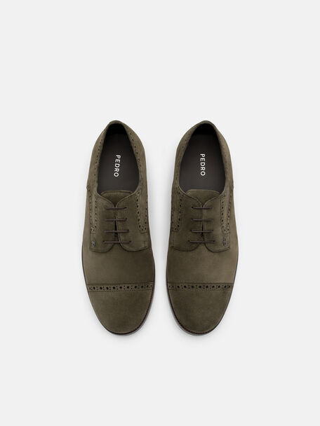 Suede Brogue Derby Shoes, , hi-res