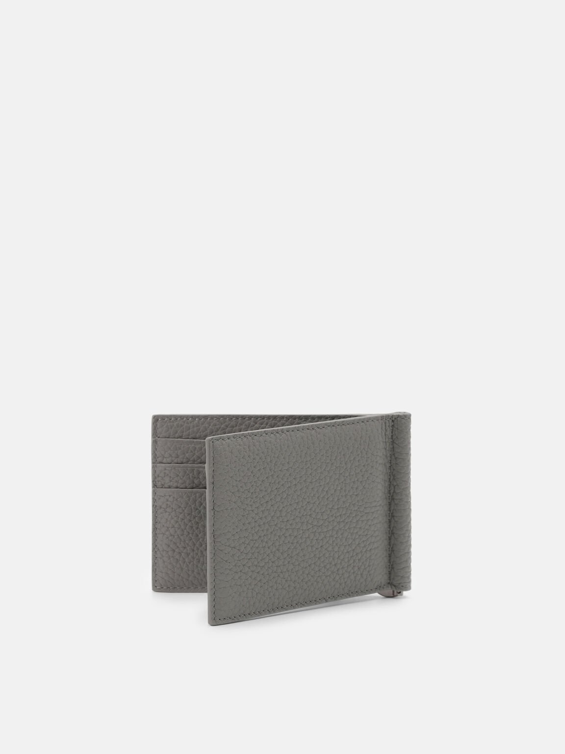 Tempat Kartu Kulit Embossed dengan Klip Uang, , hi-res