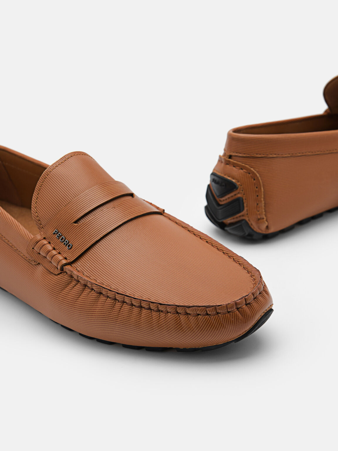 Embossed Leather Penny Loafers, , hi-res