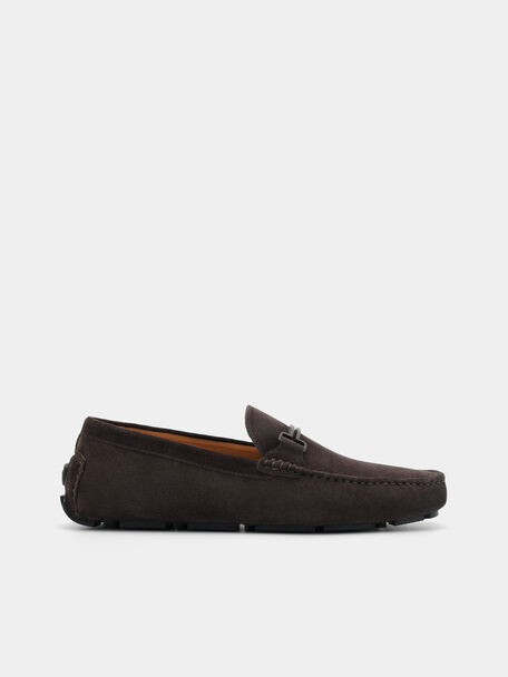 Dale Suede Horsebit Driving Shoes, Dark Brown, hi-res