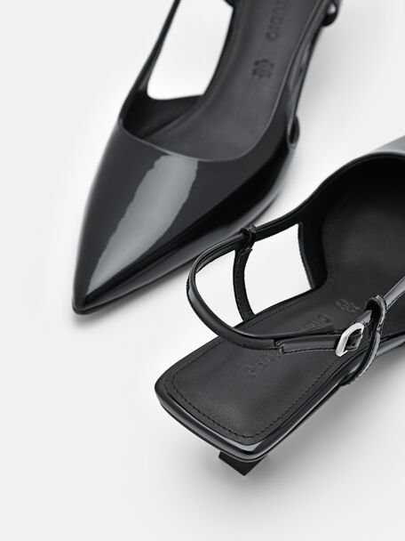 PEDRO Icon Leather Heel Sandals, Black