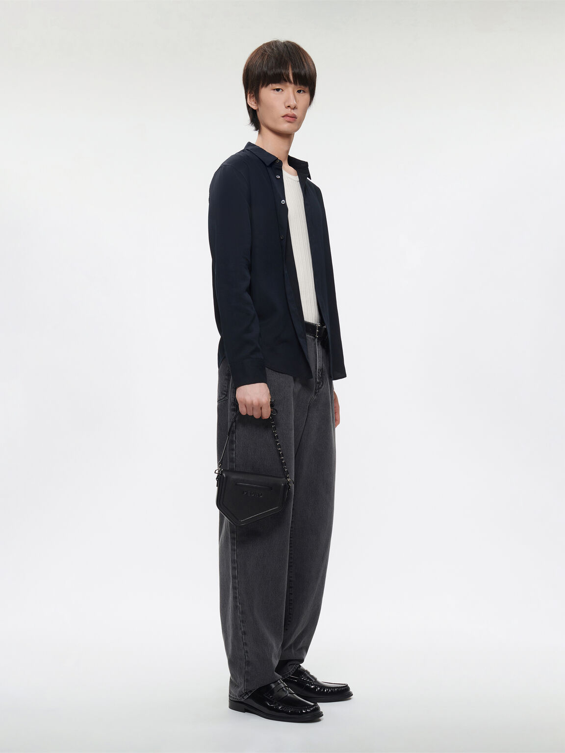 Taper Leather Mini Sling Bag, 