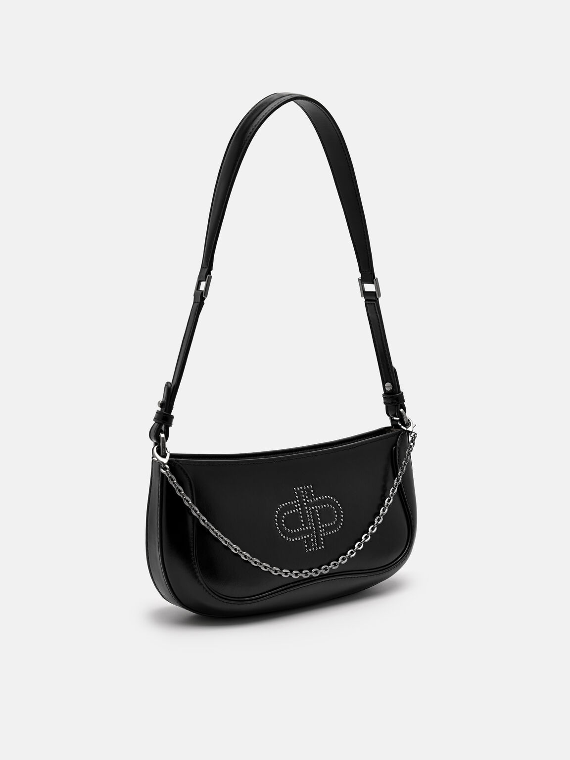 PEDRO Icon Oiled Leather Studded Shoulder Bag, Black