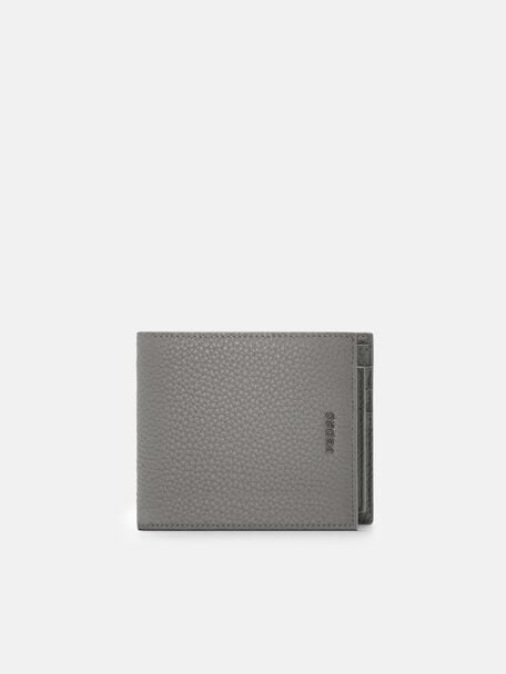 Dompet Lipat Dua Kulit Embossed dengan Insert, , hi-res