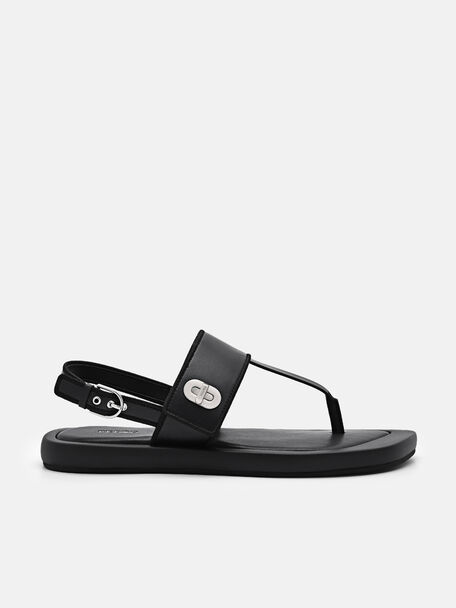 Brie Thong Sandals, Black, hi-res