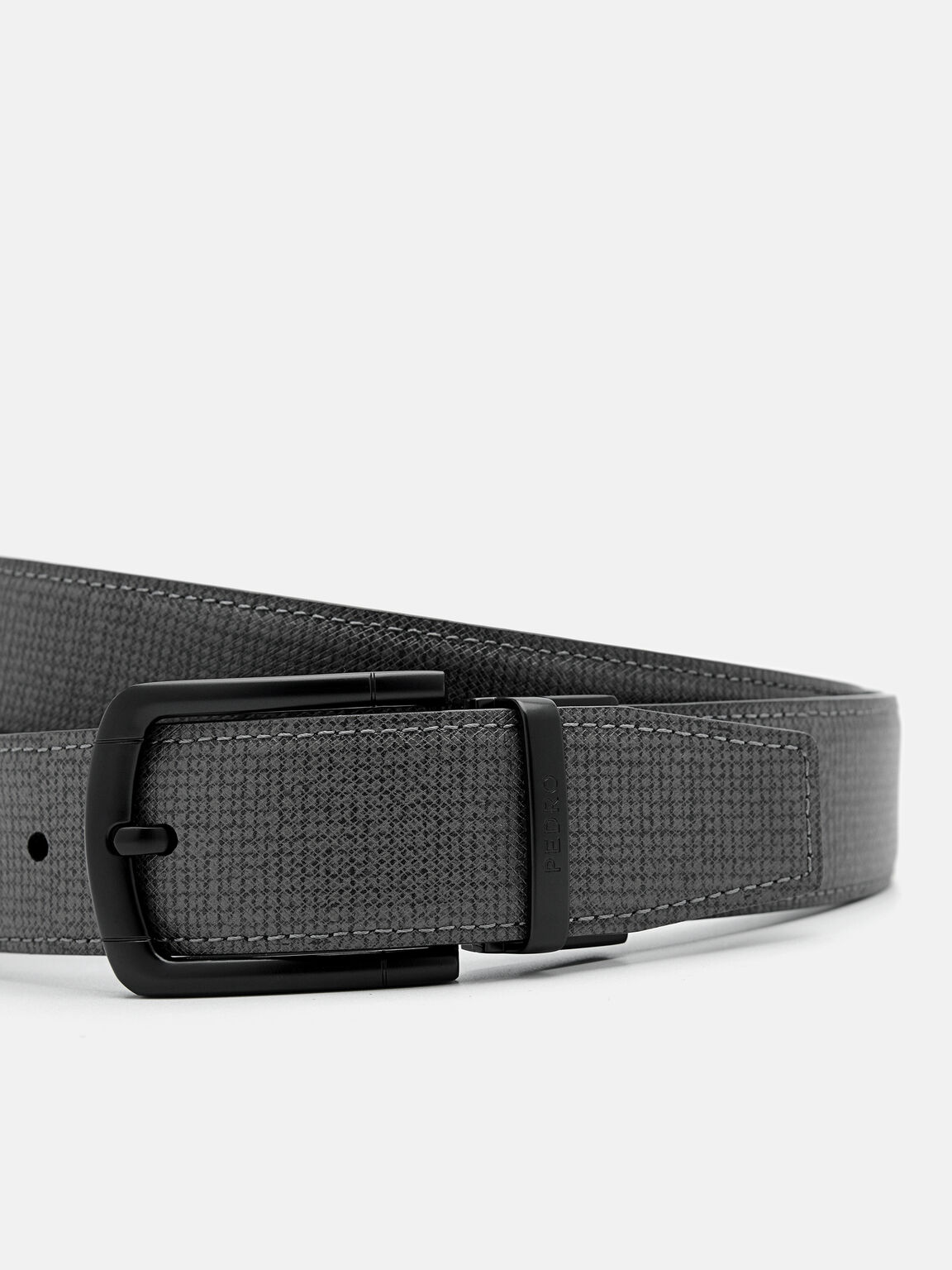 Saffiano Leather Reversible Pin Belt, 