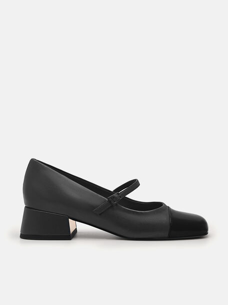 Bianca Leather Mary Jane Pumps, Black, hi-res