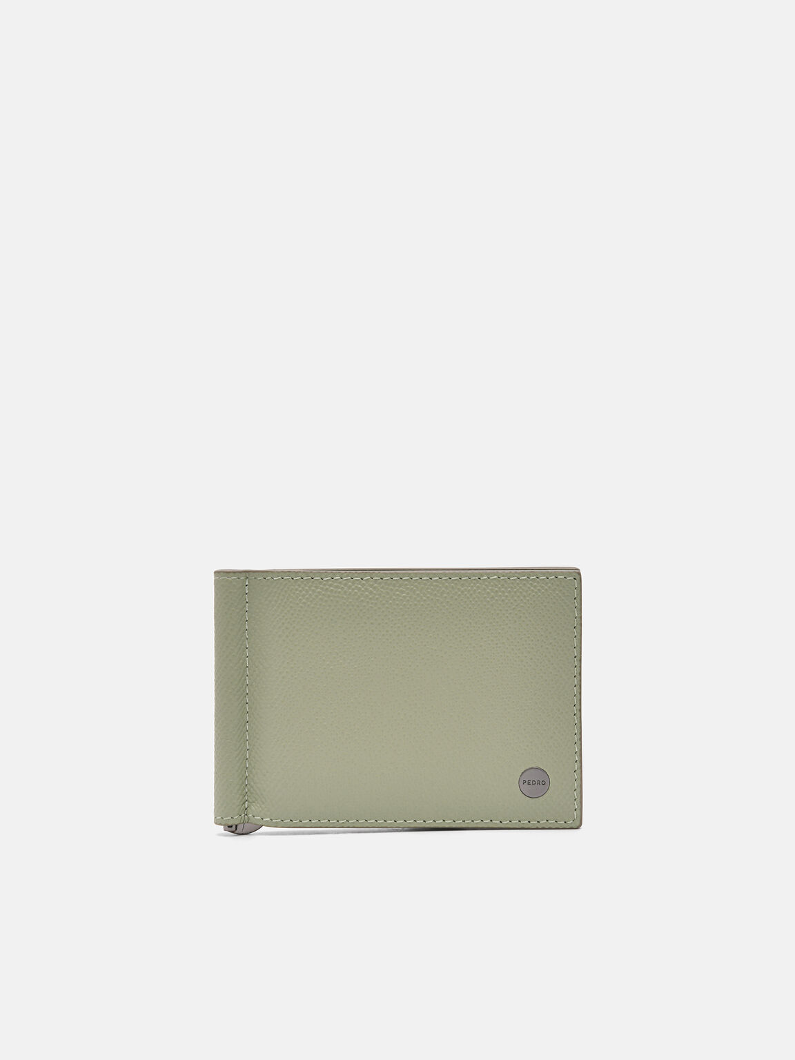 Tempat Kartu Bi-Fold Kulit Oliver dengan Klip Uang, 