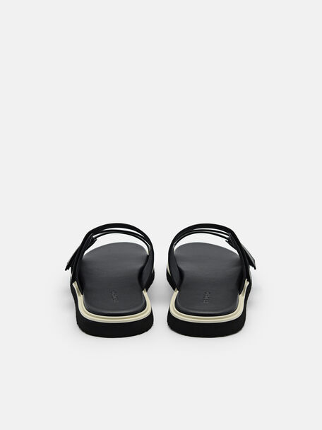 PEDRO Icon Leather Heel Sandals, Black