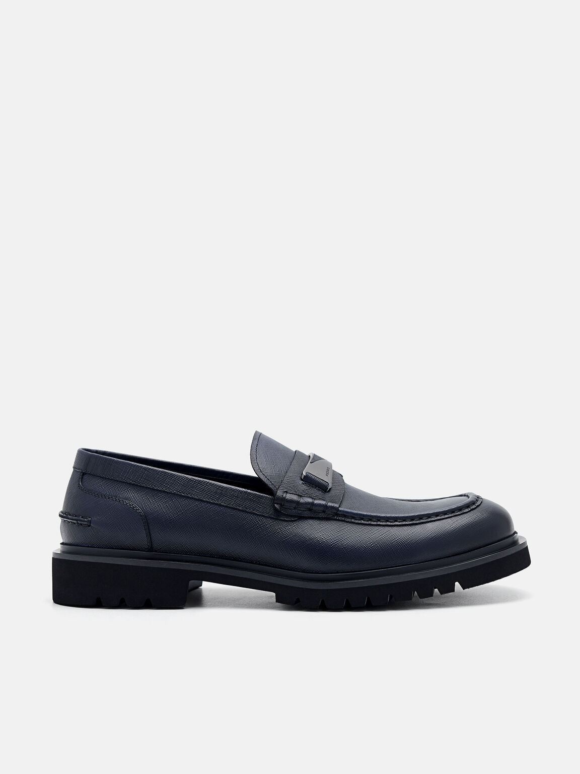 Edge Leather Loafers, Navy, hi-res