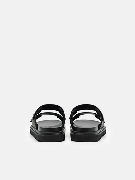 PEDRO Icon Leather Heel Sandals, Black