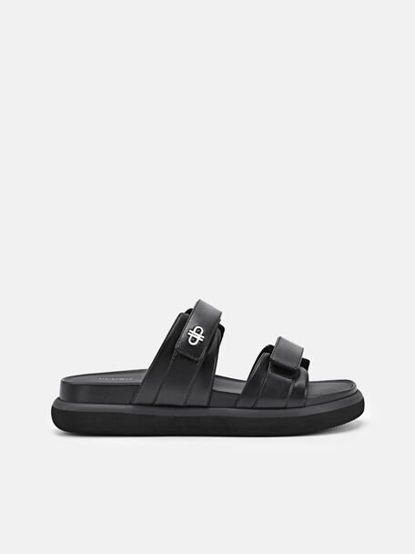 Velcro Slip-On Sandals, Black, hi-res
