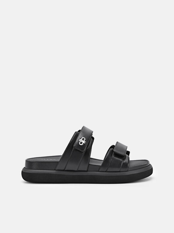 Velcro Slip-On Sandals, Black, hi-res