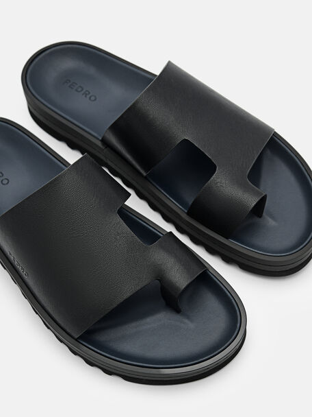 PEDRO Icon Leather Heel Sandals, Black