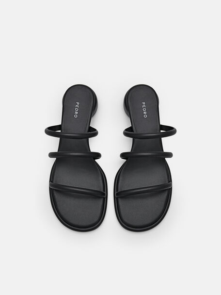 PEDRO Icon Leather Heel Sandals, Black