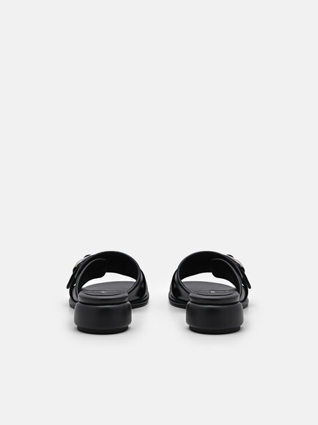 PEDRO Icon Leather Heel Sandals, Black