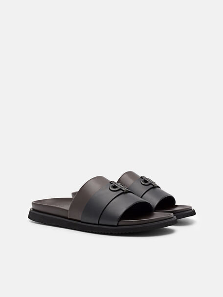PEDRO Icon Leather Heel Sandals, Black