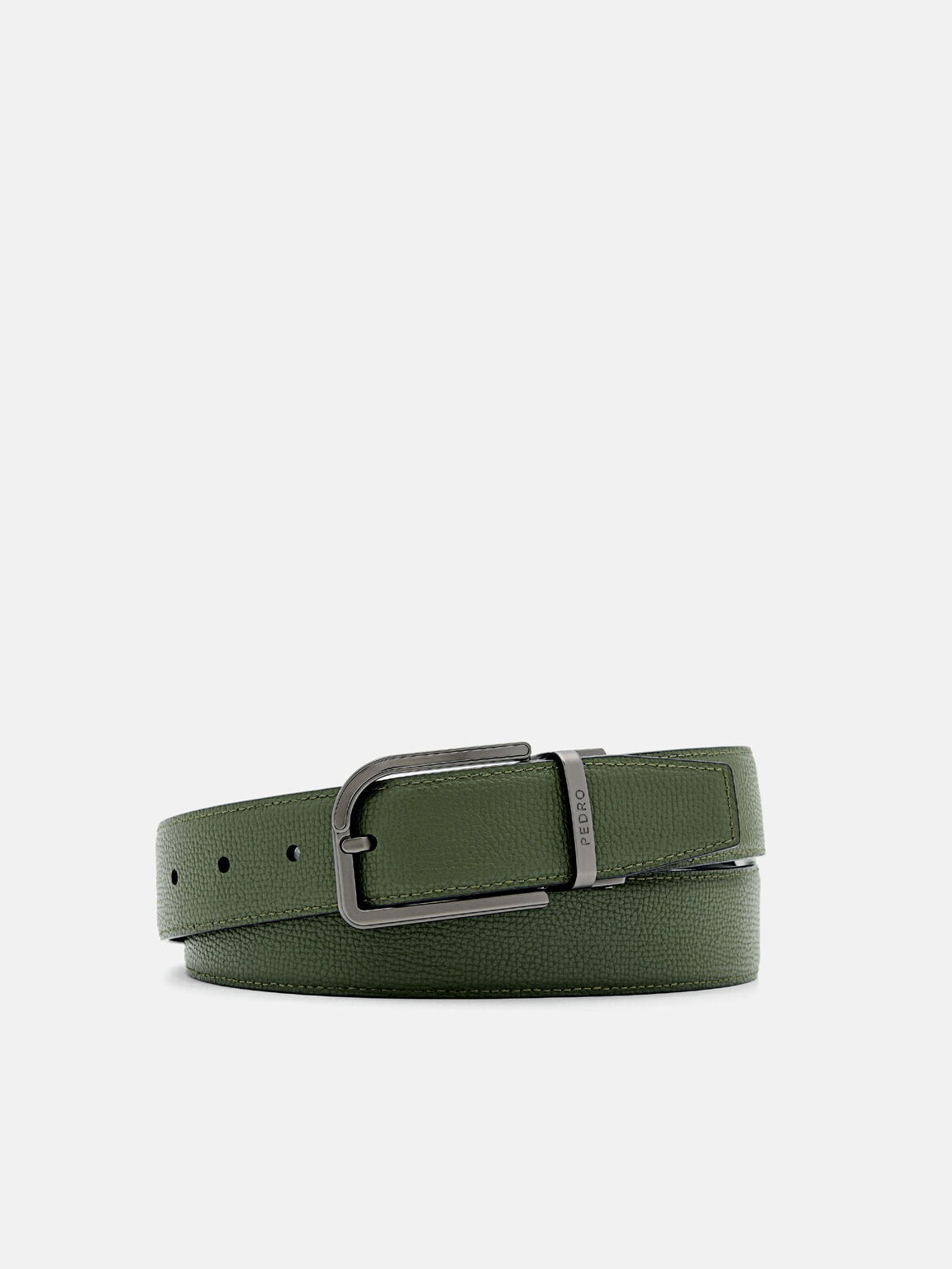 Belt Pin Reversibel Kulit Detail Emboss, 
