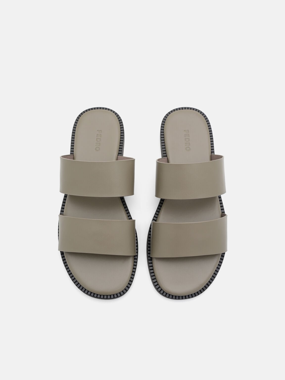 Leather Double-Strap Slide Sandals, , hi-res