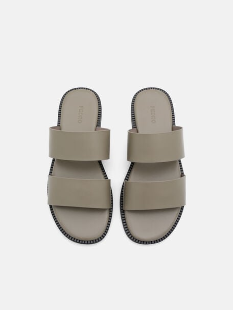 Leather Double-Strap Slide Sandals, , hi-res
