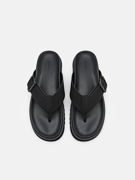 PEDRO Icon Leather Heel Sandals, Black