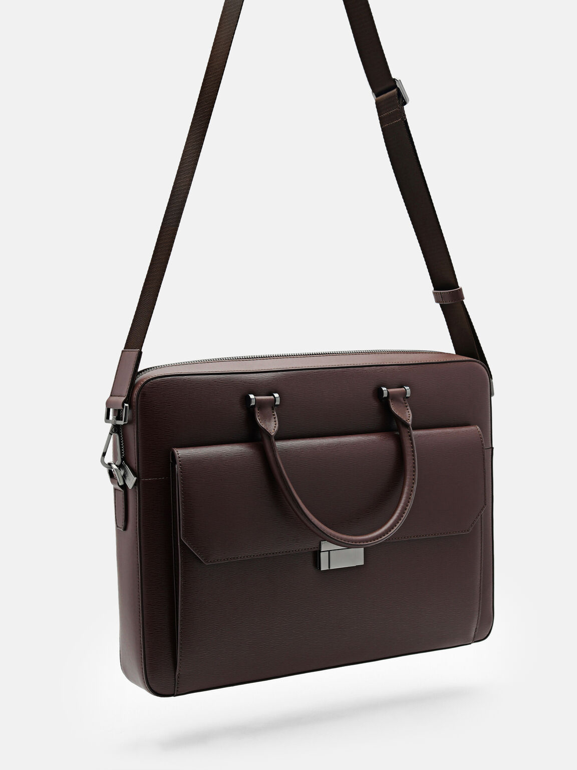 Henry Textured Leather Briefcase, , hi-res