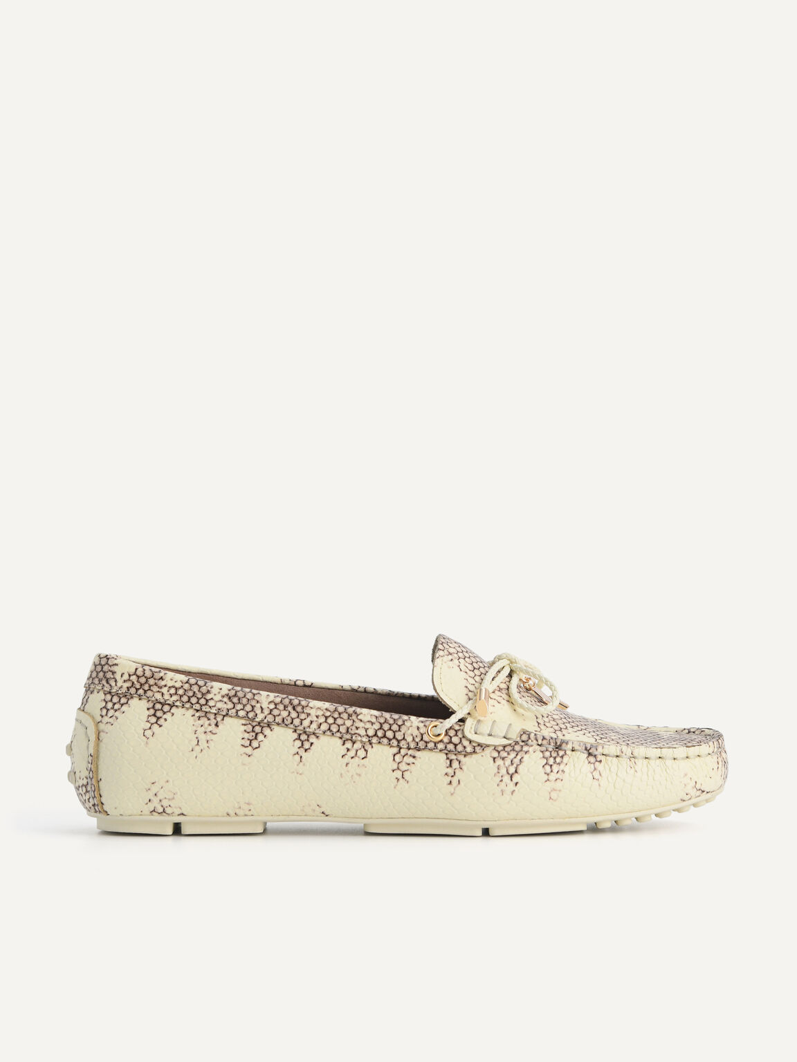 Textured Leather Bow Driving Shoes, Multi, hi-res