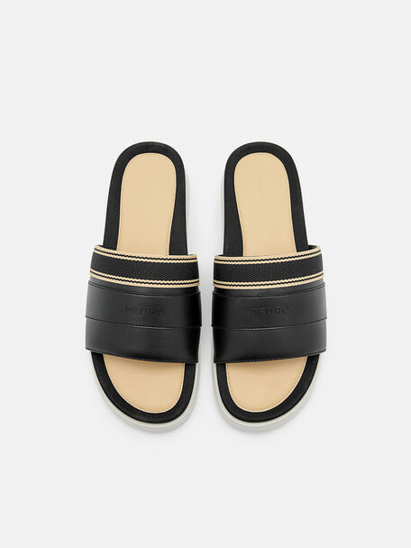 PEDRO Icon Leather Heel Sandals, Black
