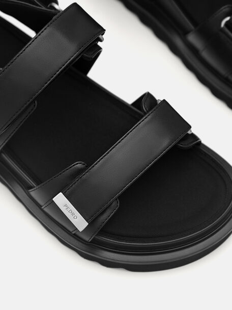 PEDRO Icon Leather Heel Sandals, Black
