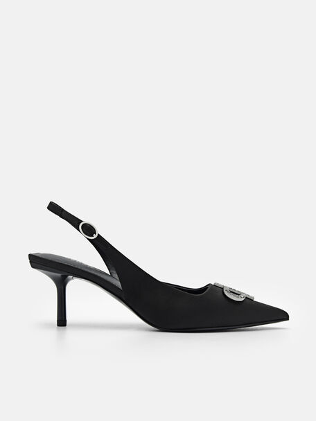 PEDRO Icon Satin Pumps, Black, hi-res