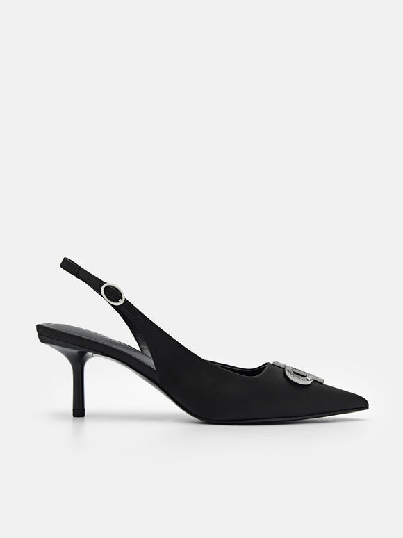 PEDRO Icon Satin Pumps, Black, hi-res