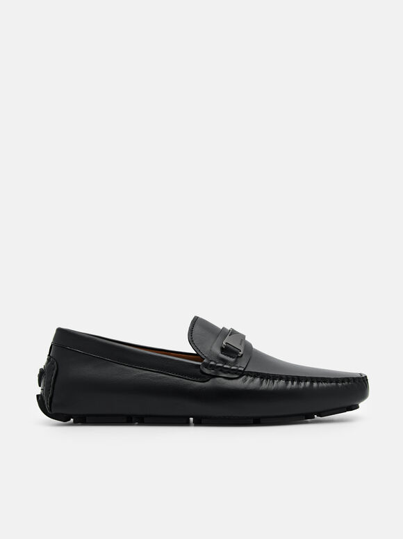 Edge Leather Driving Shoes, Black, hi-res