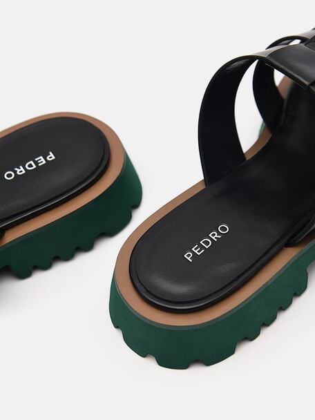 PEDRO Icon Leather Heel Sandals, Black