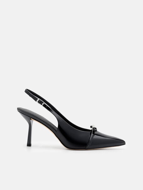 Jeanine Patent Leather Heel Slingback Pumps, , hi-res