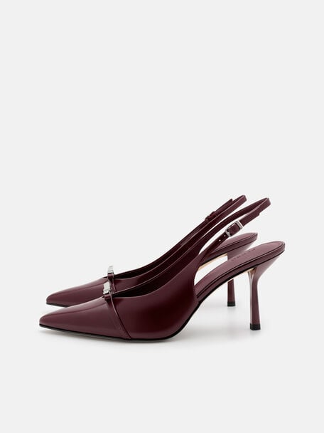 Jeanine Patent Leather Heel Slingback Pumps, , hi-res