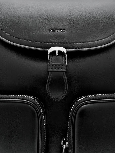 PEDRO Icon Leather Heel Sandals, Black
