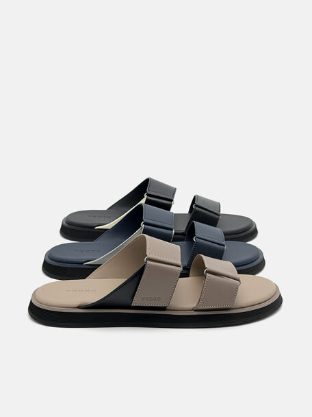 PEDRO Icon Leather Heel Sandals, Black