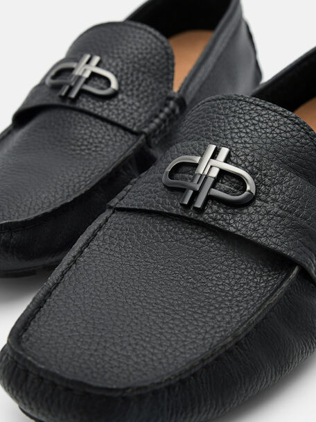 PEDRO Icon Leather Heel Sandals, Black