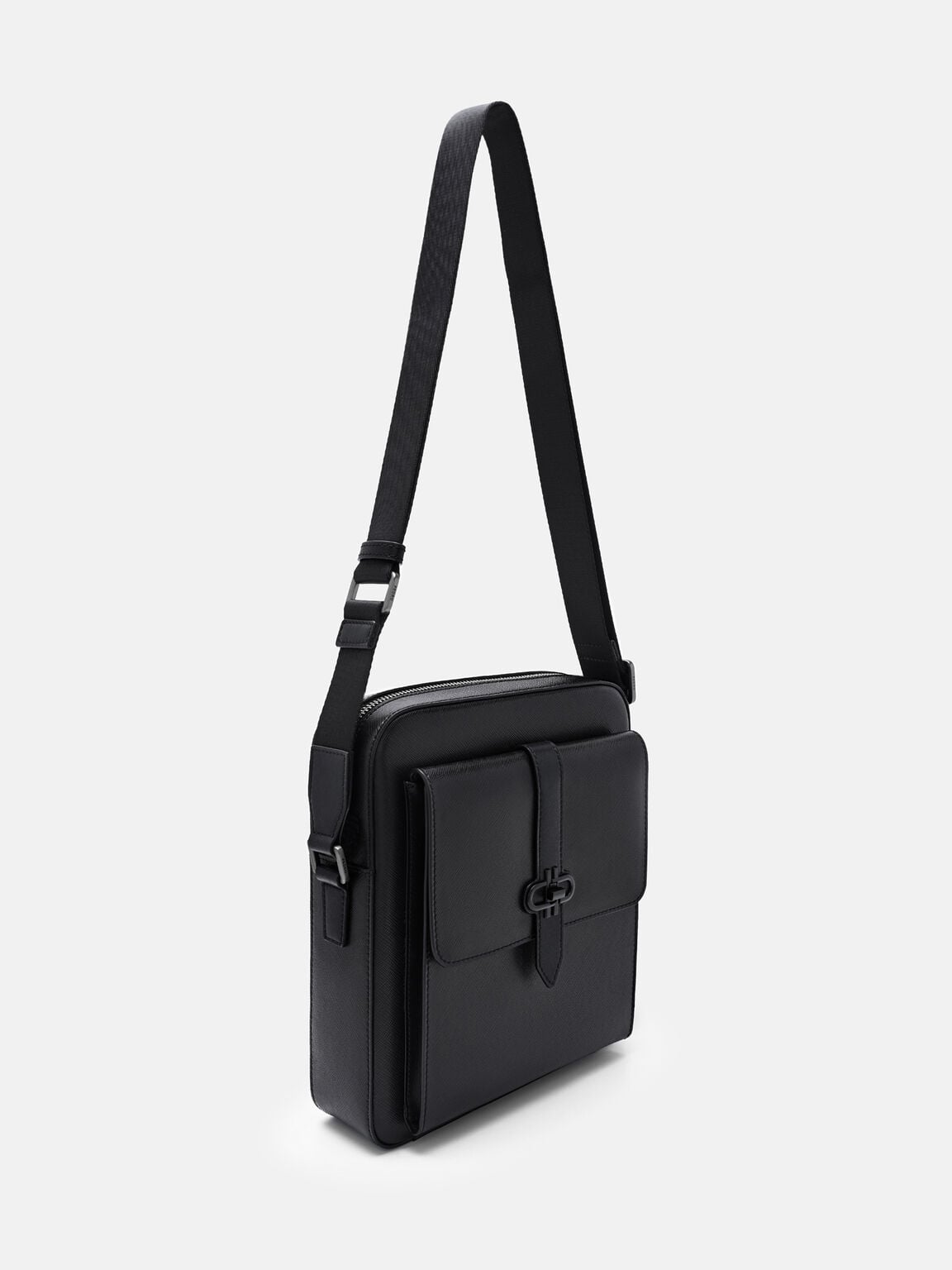 Boxy Saffiano Leather Crossbody Bag, , hi-res
