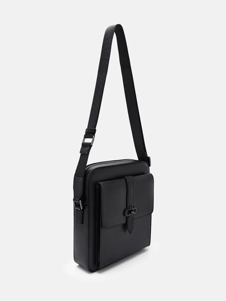 Boxy Saffiano Leather Crossbody Bag, , hi-res