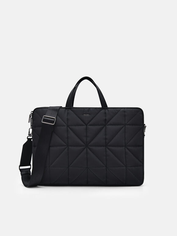 Nylon Portfolio Bag in Pixel, Black, hi-res