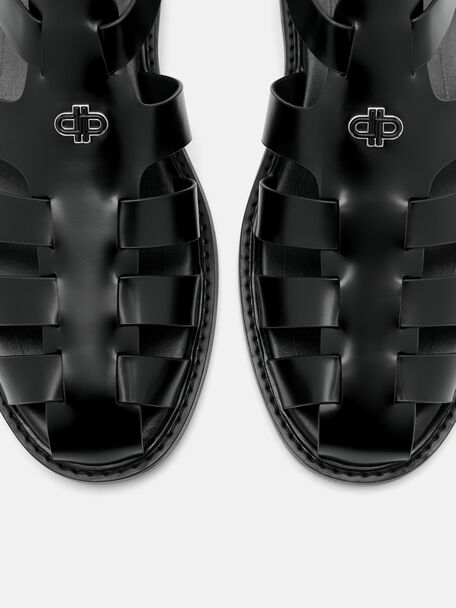PEDRO Icon Leather Heel Sandals, Black