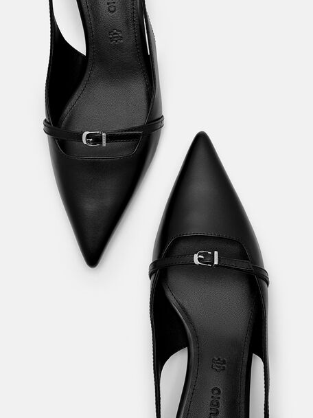 PEDRO Icon Leather Heel Sandals, Black